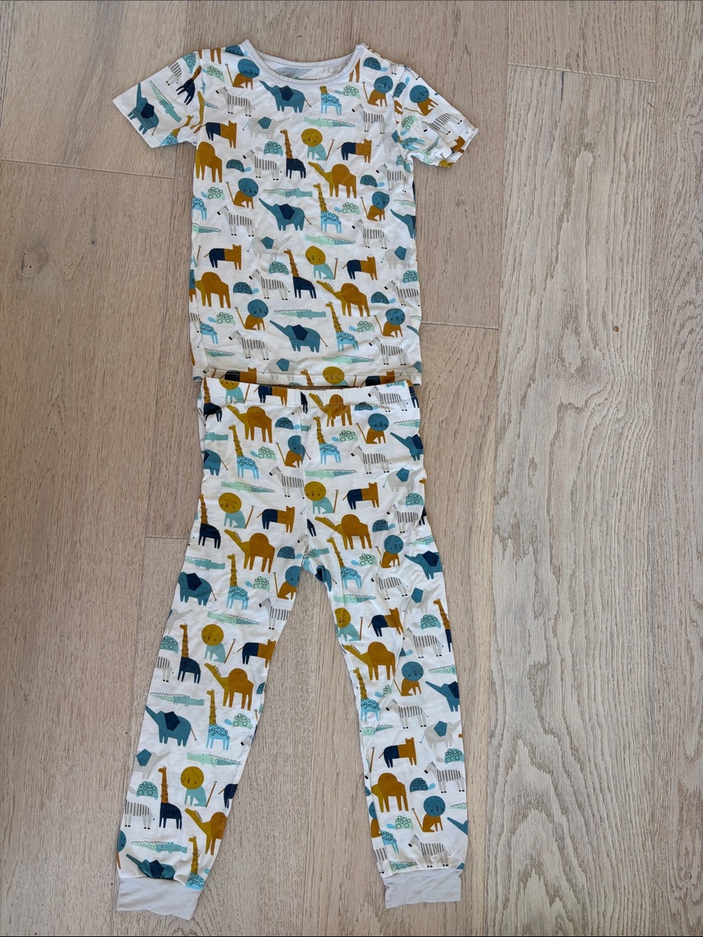 Magnetic Me Kids Pajama Set - White with Teal, Mustard & Navy